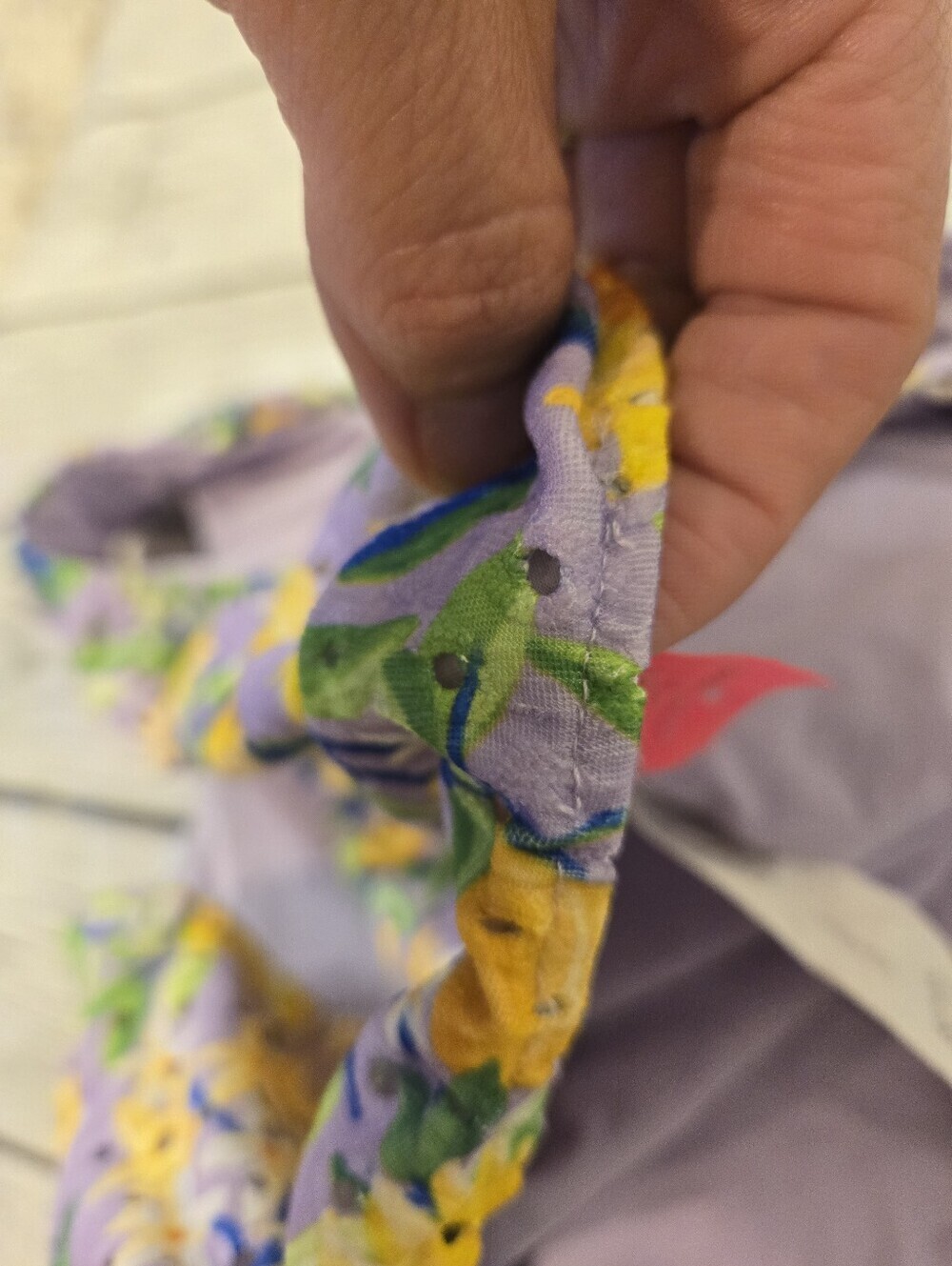 Farm Rio Praia One Piece Swimsuit US M Lavender Floral Lemon Ruffle Straps - Picture 9 of 11